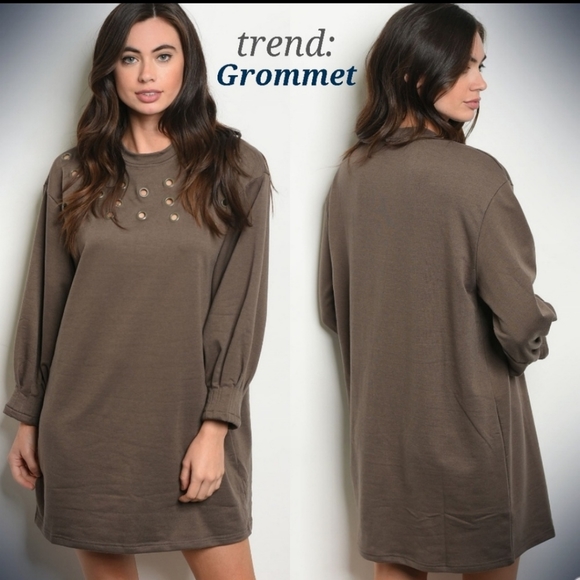 Very J Dresses & Skirts - 🖤Gray Grommet Detail Sweatshirt Dress